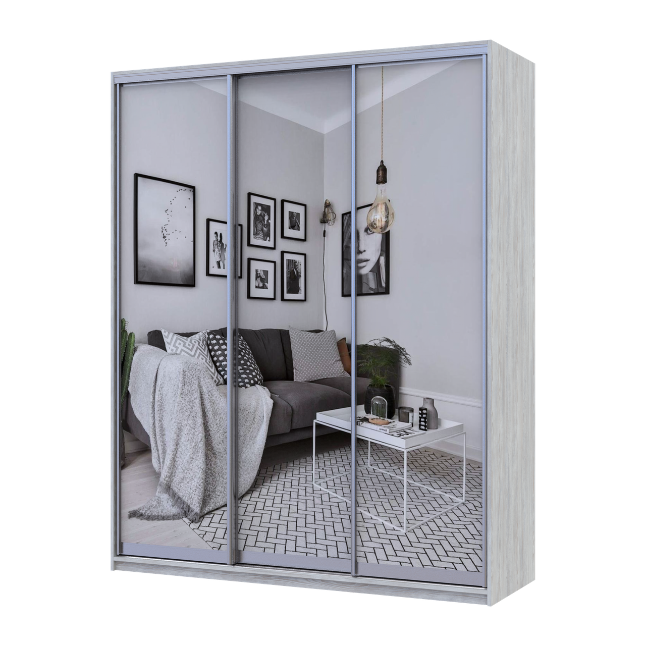 Шкаф-купе Doros Сити Лайт 3 зеркала 180х60х225 см Сосна Натти (80736524)