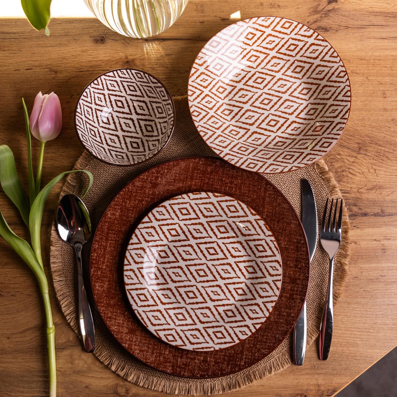 Столовый сервиз на 6 персон 24 пр. Коричневый (HP-HK-A10)