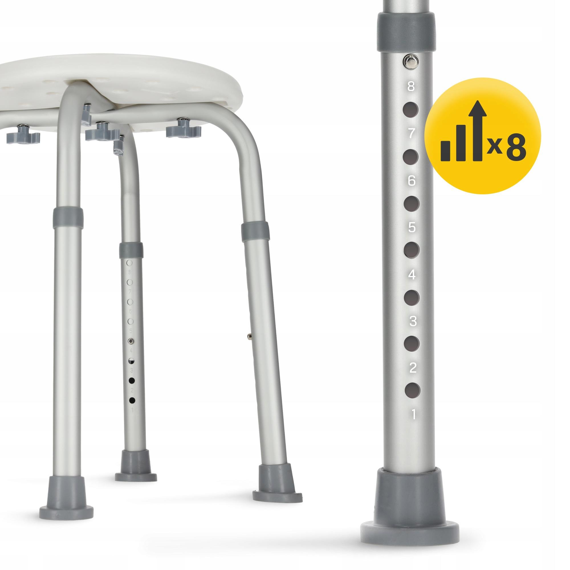 Стілець-табурет 4fizjo для ванної та душу регульований White/Grey (P-5905973403382) - фото 5