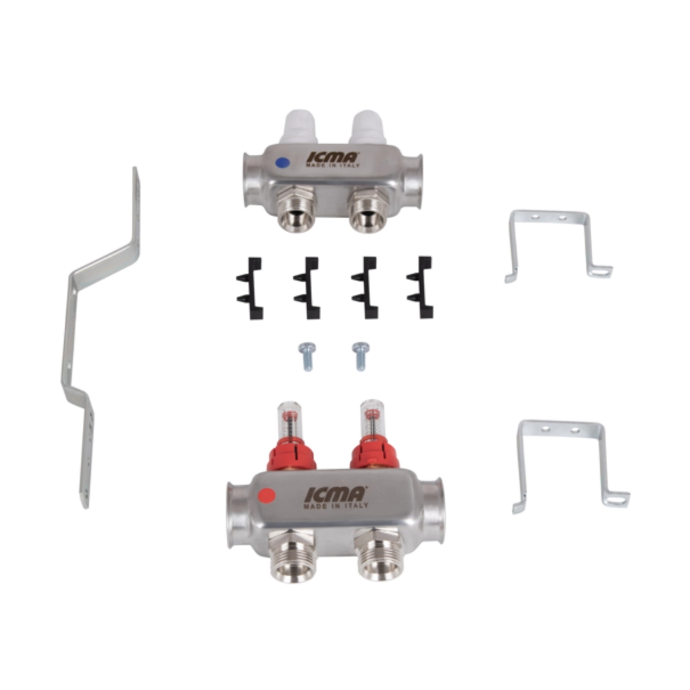 Коллектор ICMA №К073 из нержавеющей стали распределительный с расходомером 1" 2 выхода (SD00054038) - фото 8 Коллектор ICMA №К073 из нержавеющей стали распределительный с расходомером 1" 2 выхода (SD00054038) - фото 8