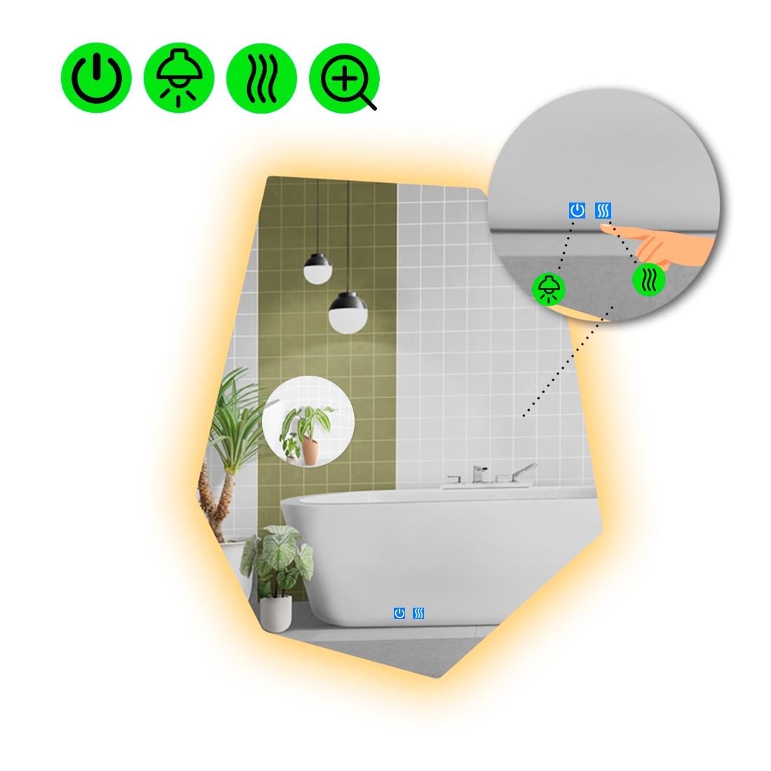 Зеркало с LED подсветкой Montagna 2 с двумя сенсорами 140x105 см
