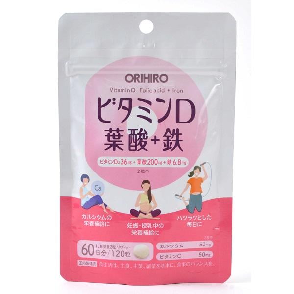 Витаминно-минеральный комплекс Orihiro Vitamin D & Folic acid + Iron 300 мг 120 Tabs