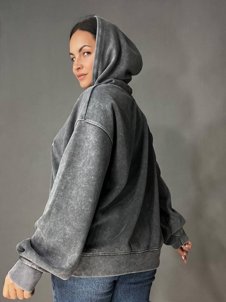 Худі жіночий A-N 25040 подовжений з капюшоном варений тай дай OS Графітовий (3434) - фото 2 Худі жіночий A-N 25040 подовжений з капюшоном варений тай дай OS Графітовий (3434) - фото 2
