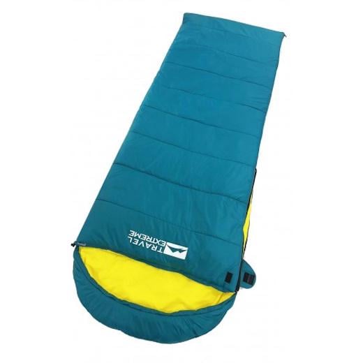Спальник TravelExtreme REST 300 левый 190+30х80 см одеяло с капюшоном Голубой/Желтый (6936116102876)