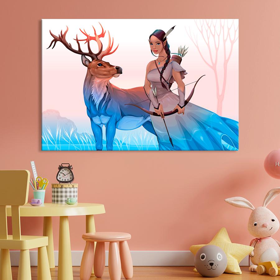 Картина в детскую комнату Эльфийская лучница 120x80 см (A1446-1)