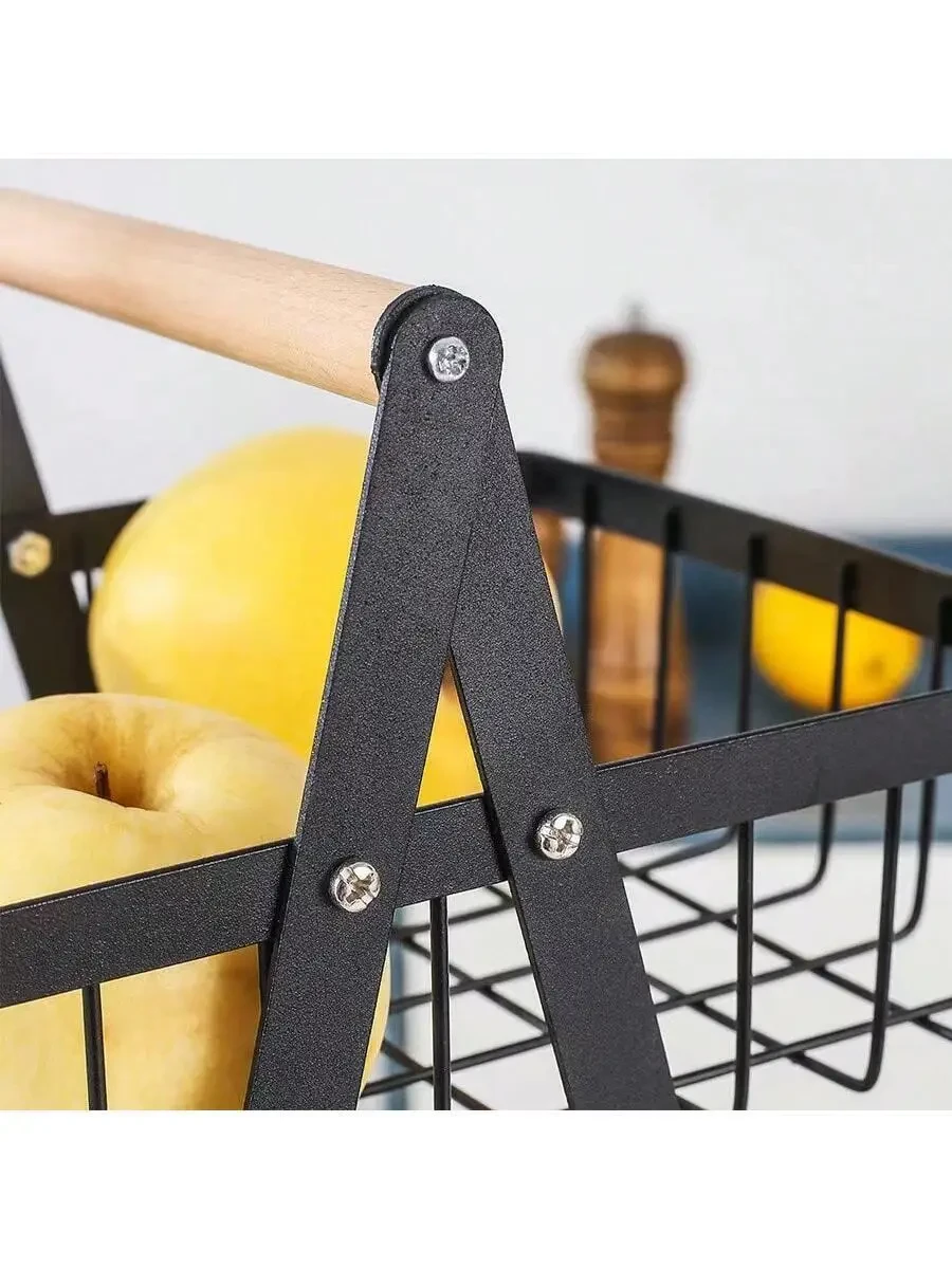 Фруктовница двухуровневая металлическая с деревянной ручкой - фото 4 Фруктовница двухуровневая металлическая с деревянной ручкой - фото 4