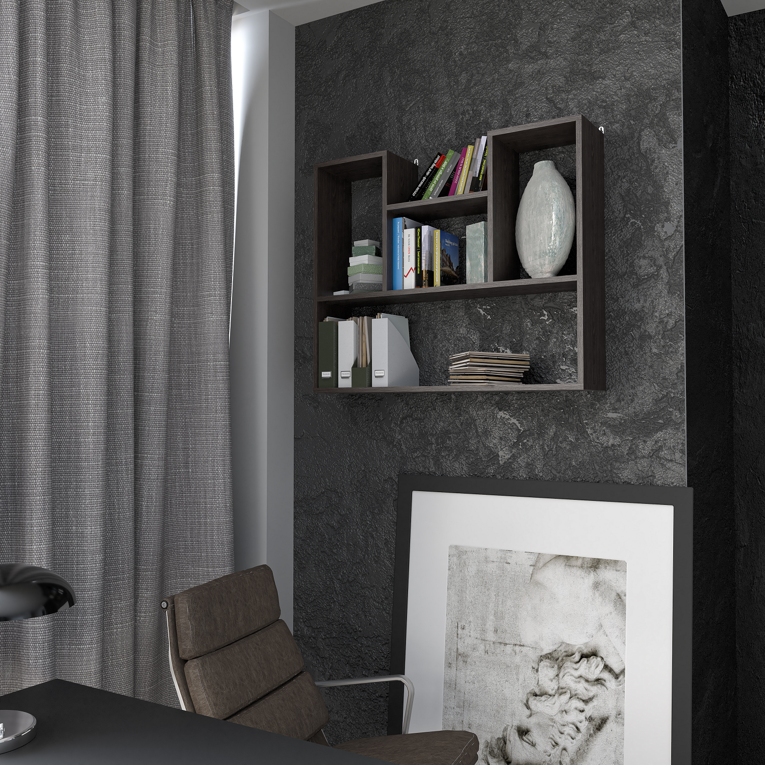 Полиця настінна в спальню кімнату Венге темний (T12) Полиця настінна в спальню кімнату Венге темний (T12)