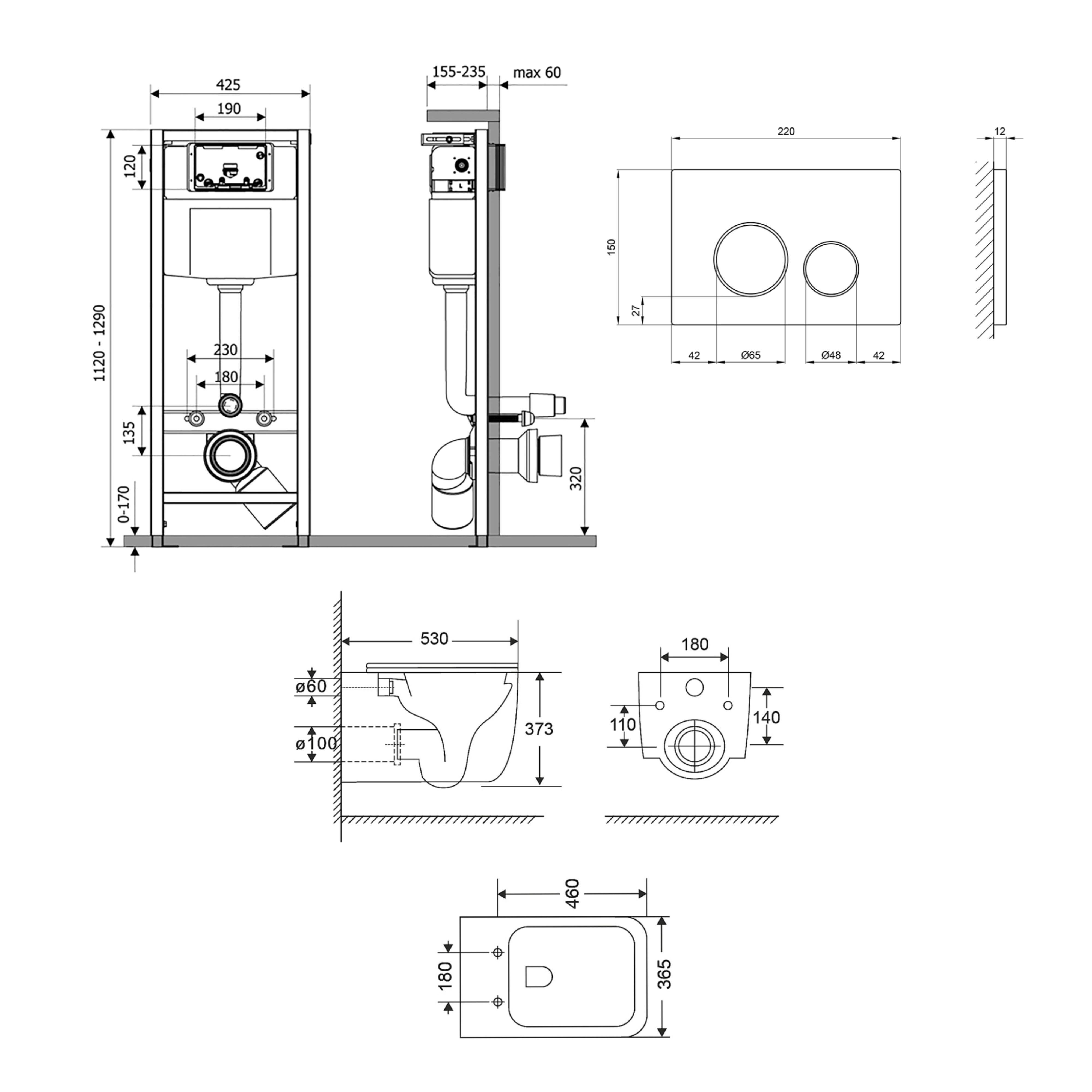 Унитаз подвесной Qtap Gemini/комплект инсталляции Nest 4в1 круглая клавиша Satin (SD00052294) - фото 2