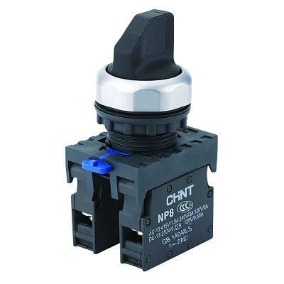 Переключатель IO CHINT NP8-10X/21 1NO 22 мм 2 положения IP65 Черный (578661)