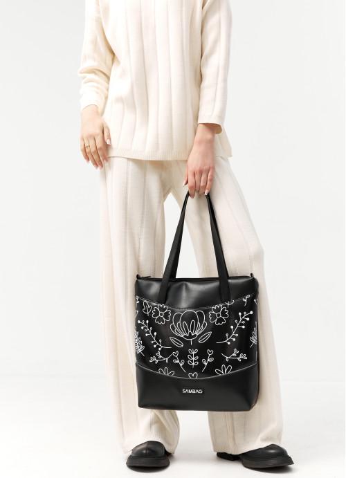Жіноча сумка-шоппер Sambag Bloom Чорний (968034730) - фото 5