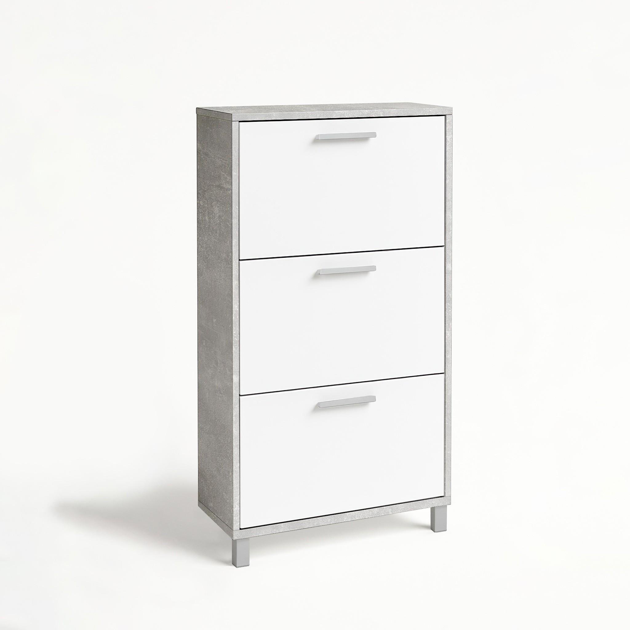 Тумба для взуття на 3 шухляди F-160 590х160х1350 мм Бетон/Білий - фото 3