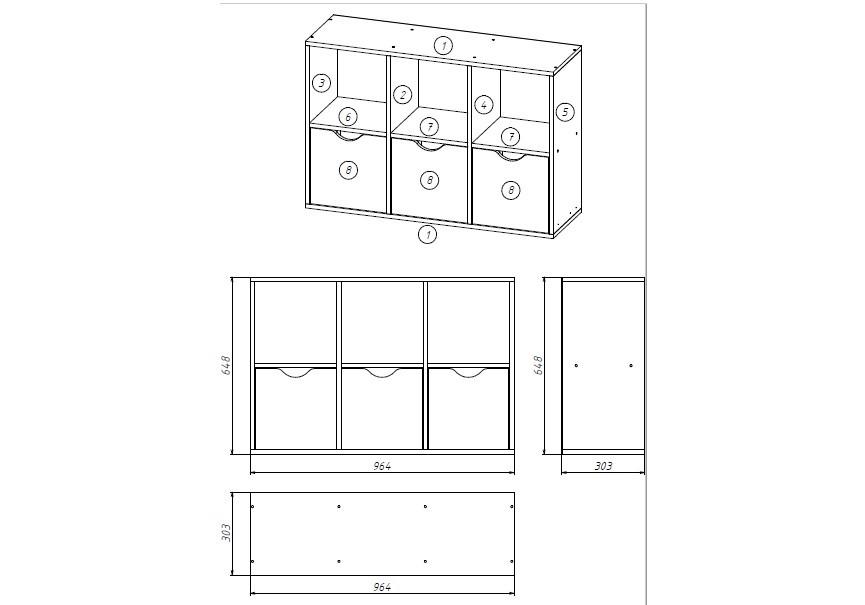 Стеллаж CNC для игрушек и книг на 6 ячеек Бело-розовый - фото 2