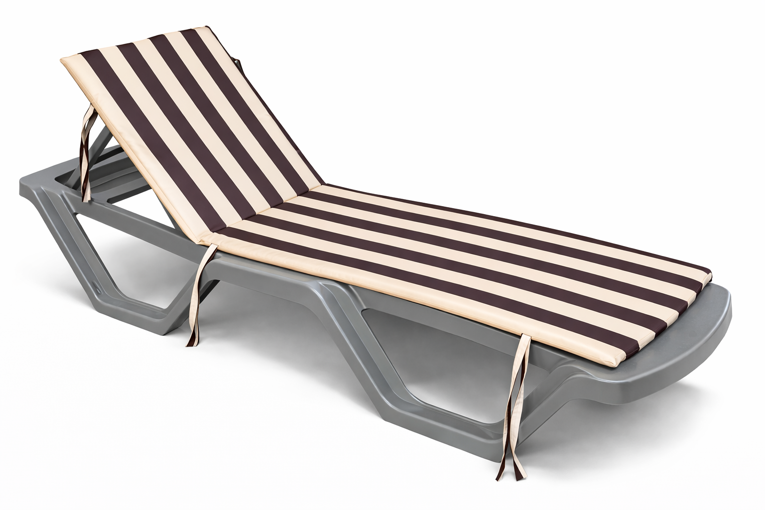Матрац на шезлонг в полоску водонепроникний Art 180х50х3 см Бежевий з коричневим (32184190)