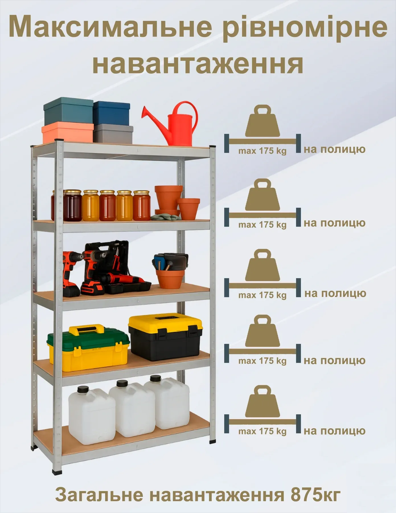 Стелаж складський 2 шт. 180х90х40 см з 5 полицями МДФ металевий розбірний 4Points StrongShelf - фото 8
