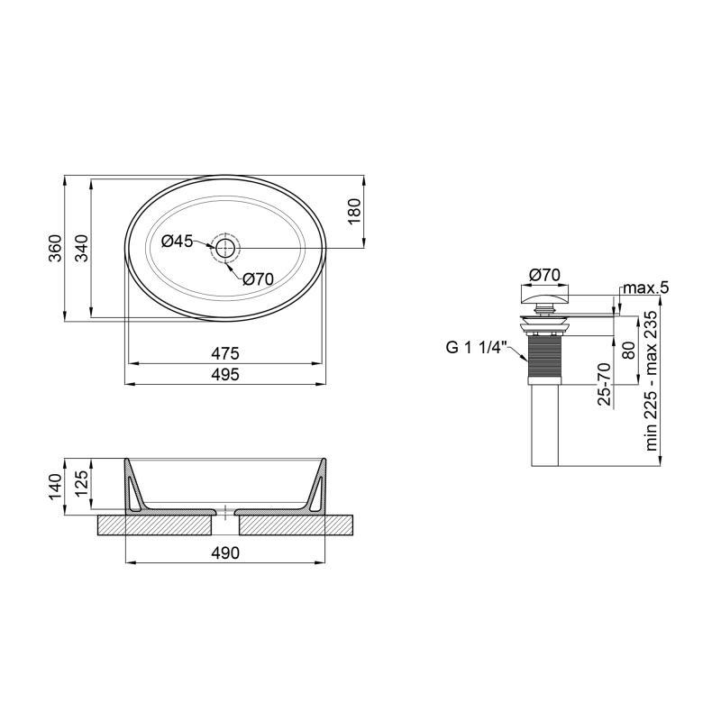 Раковина-чаша Q-tap Kolibri 500x360x140 с донным клапаном White (QT10113054W) - фото 2