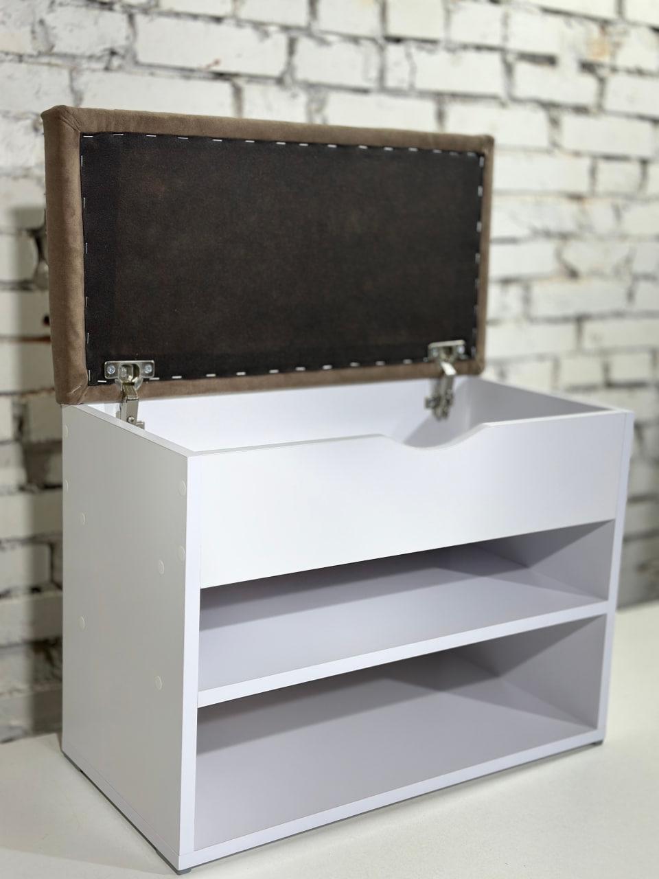 Тумба для обуви ДСП/ткань 30х80х45 см Белый/Какао - фото 2