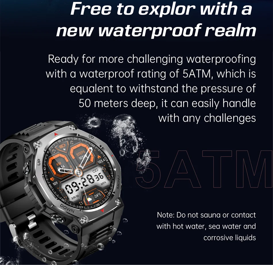 Смарт-годинник чоловічий Smart Expedition Pro IP68/5ATM з ліхтариком - фото 3