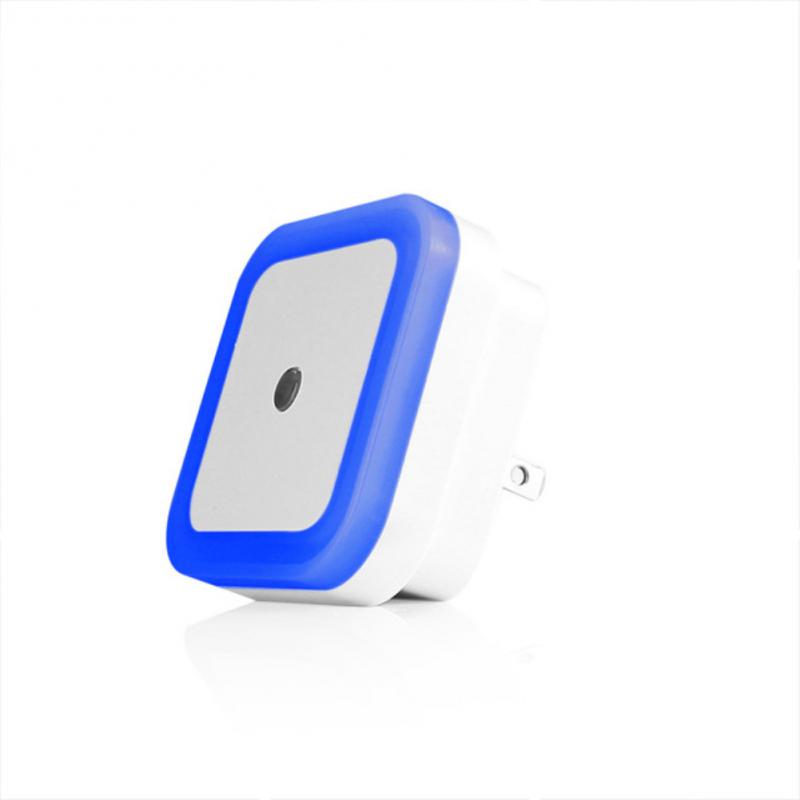 Ночник неоновый Квадратный LED DL в розетку с датчиком света Синий (7G-7427b)