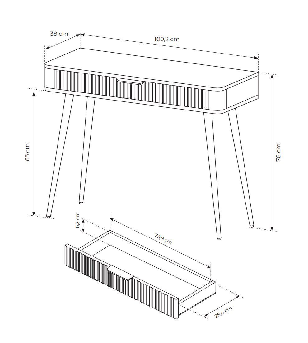 Стол туалетный Perfect Home Lante 1S/100 с 1 ящиком и золотыми ножками Черный (PFH-091196) - фото 3 Стол туалетный Perfect Home Lante 1S/100 с 1 ящиком и золотыми ножками Черный (PFH-091196) - фото 3