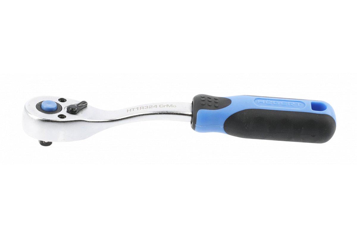 Трещотка изогнутая HOEGERT HT1R324 с кнопкой 1/4" 72 зубца