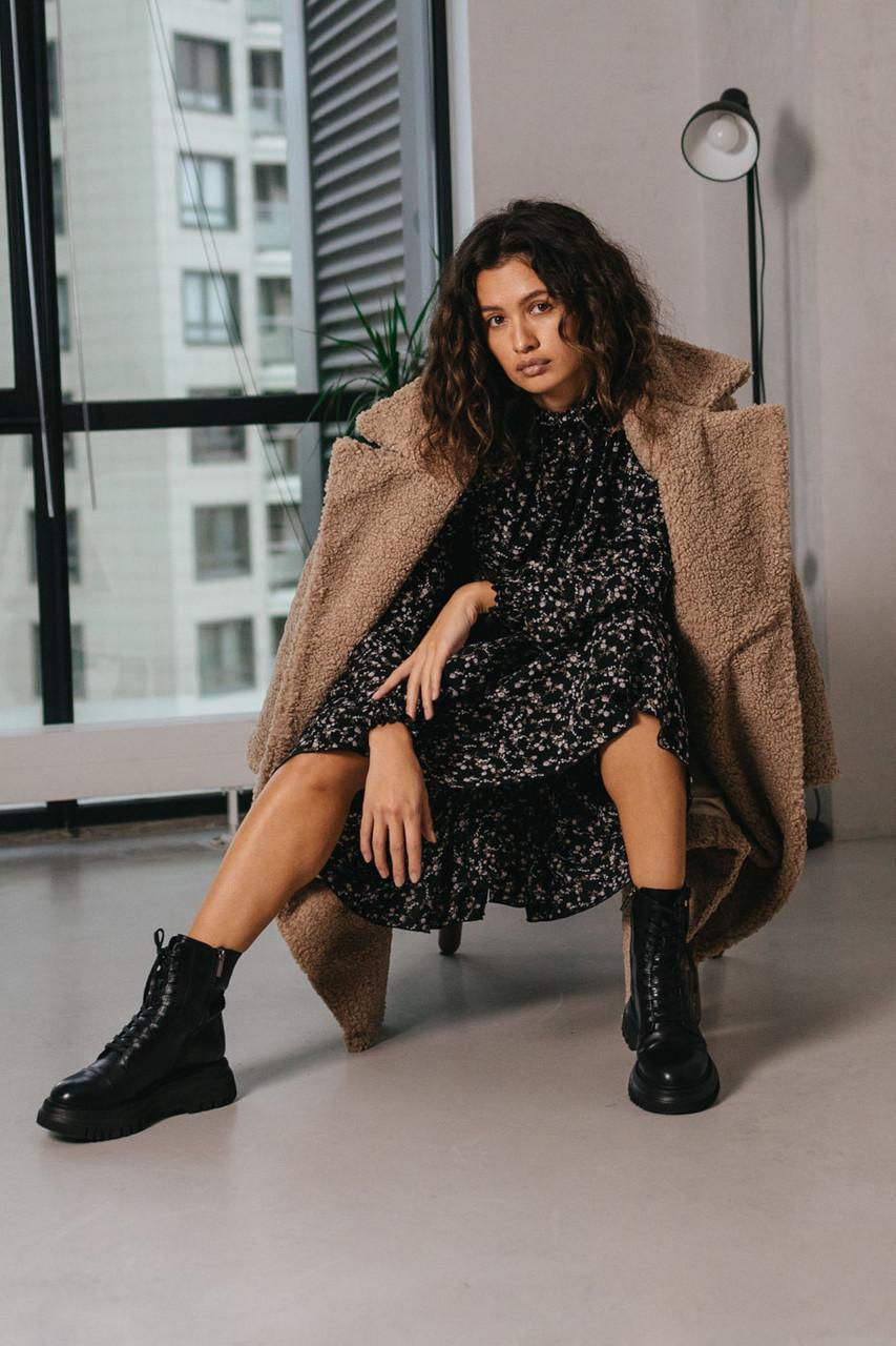 Пальто-шуба Seventeen из эко-букле S-M Кофейный - фото 6