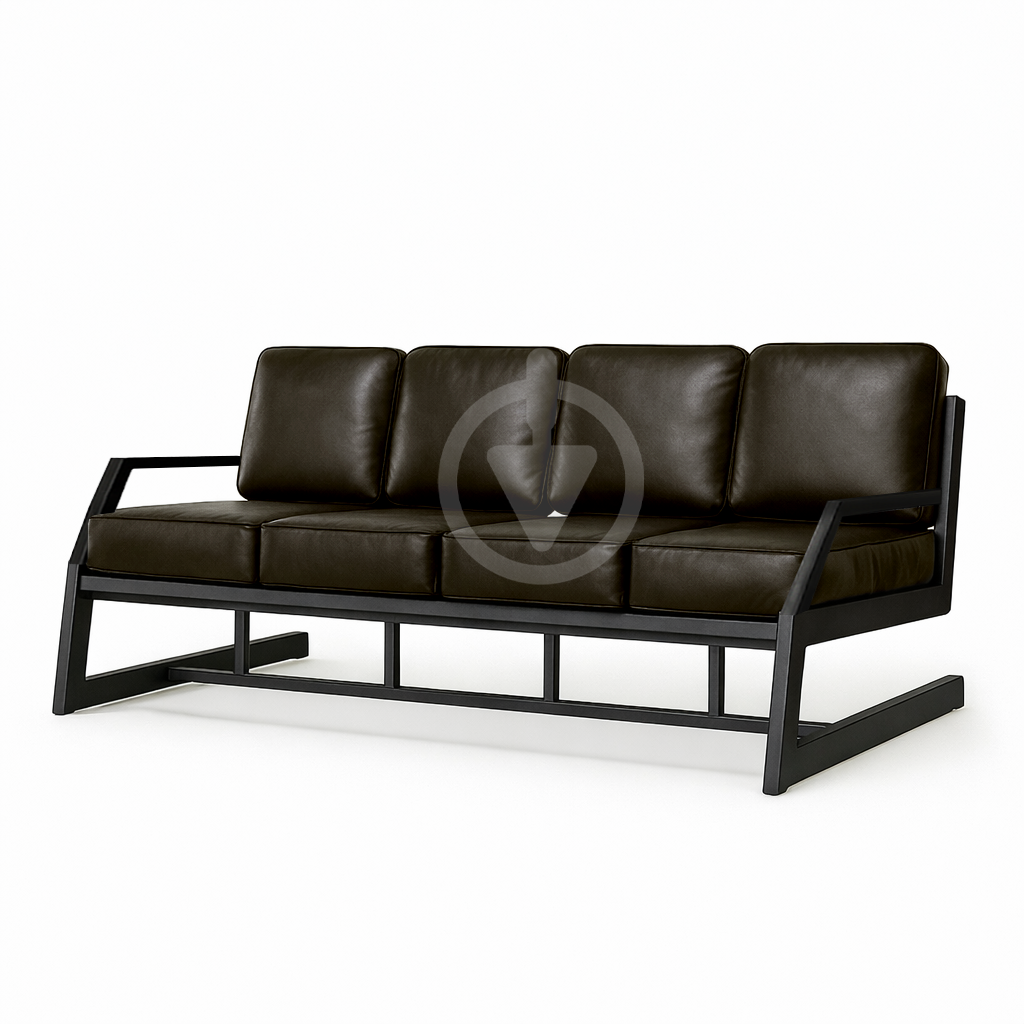 Диван металлический AVVS Атлас с подлокотниками лофт экокожа 246 см Коричневый