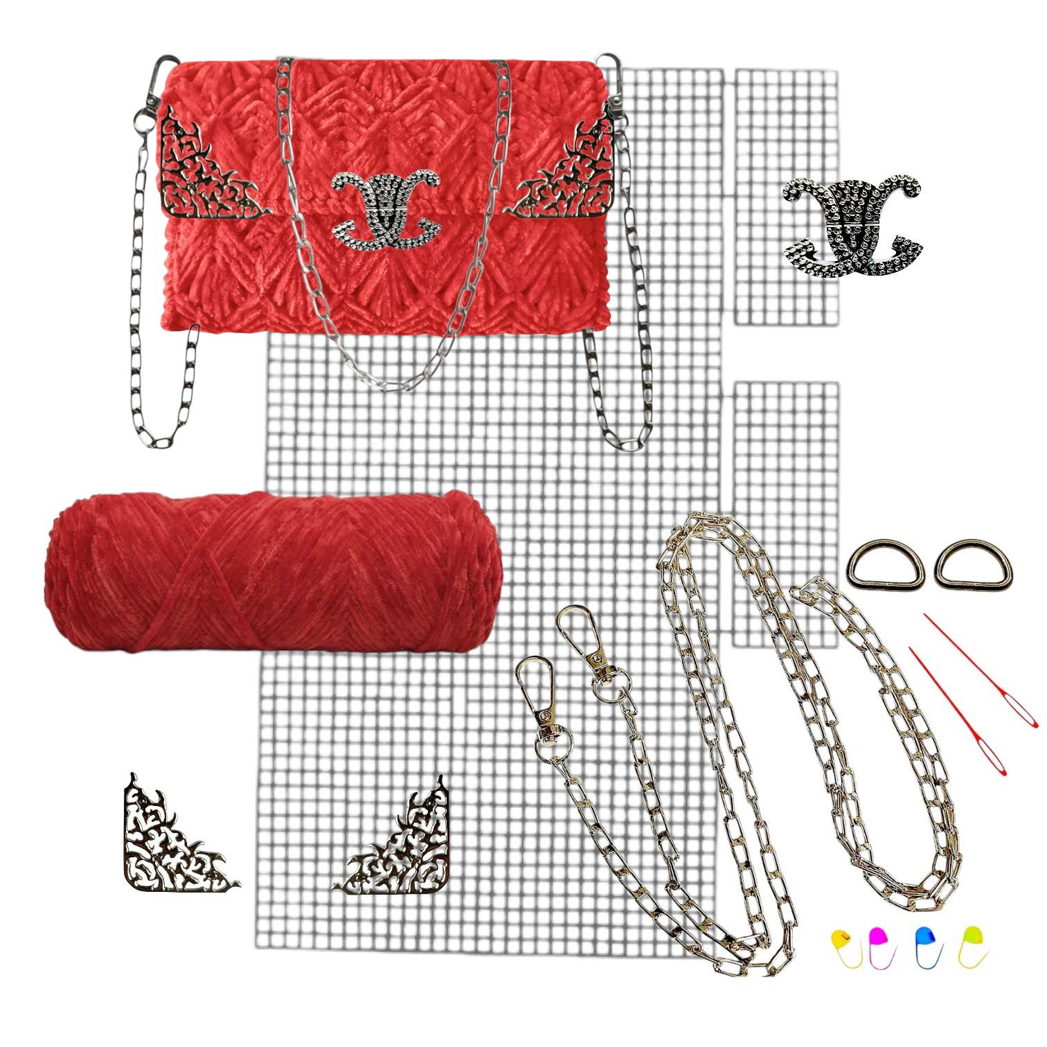 Набор для создания сумки из пластиковой канвы Серебряная лилия с нитками Красный (1596-11) - фото 2 Набор для создания сумки из пластиковой канвы Серебряная лилия с нитками Красный (1596-11) - фото 2