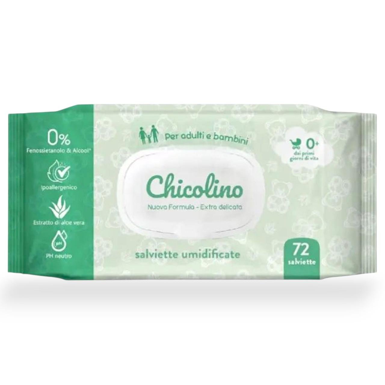 Серветки вологі Chicolino Алое Вера для дорослих і дітей 72 шт.