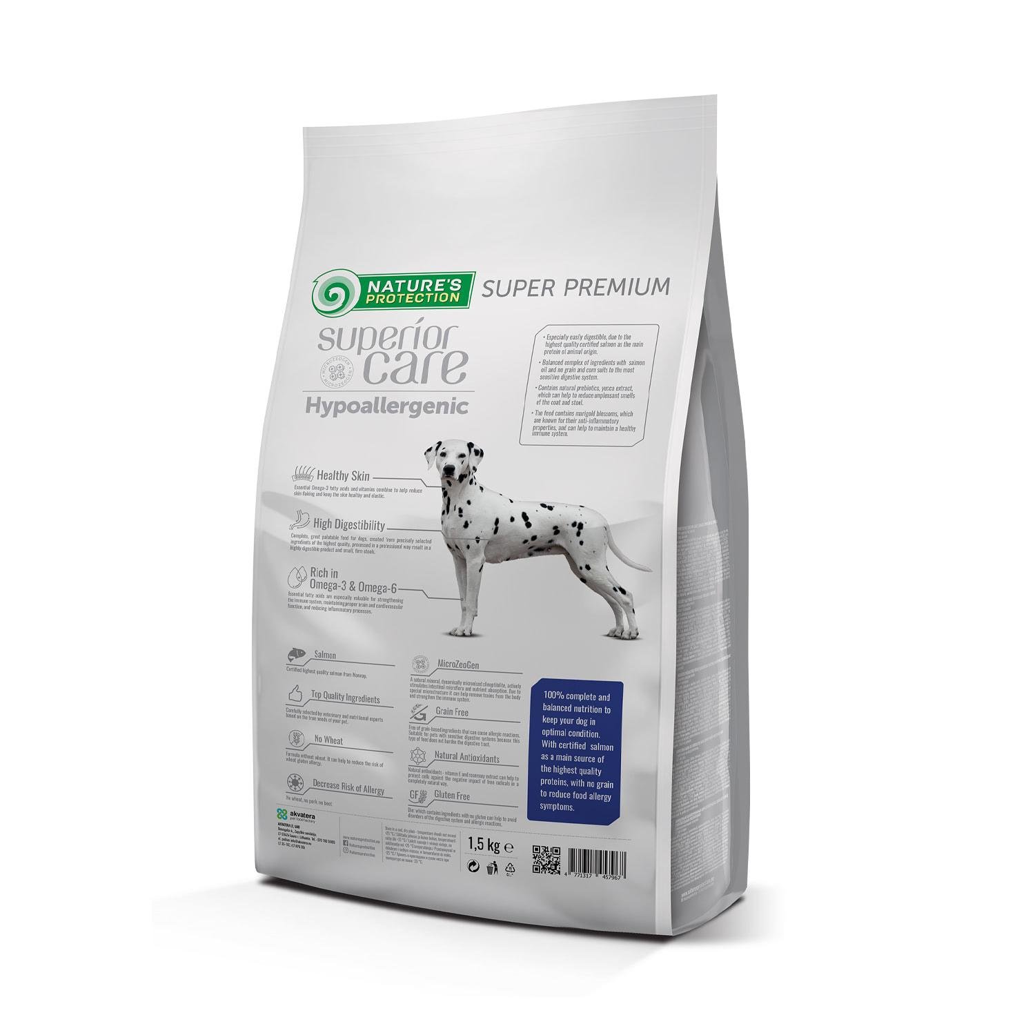 Сухой гипоаллергенный корм Superior Care Hypoallergenic Grain Free All Breeds для взрослых собак всех пород 1,5 кг - фото 2 Сухой гипоаллергенный корм Superior Care Hypoallergenic Grain Free All Breeds для взрослых собак всех пород 1,5 кг - фото 2