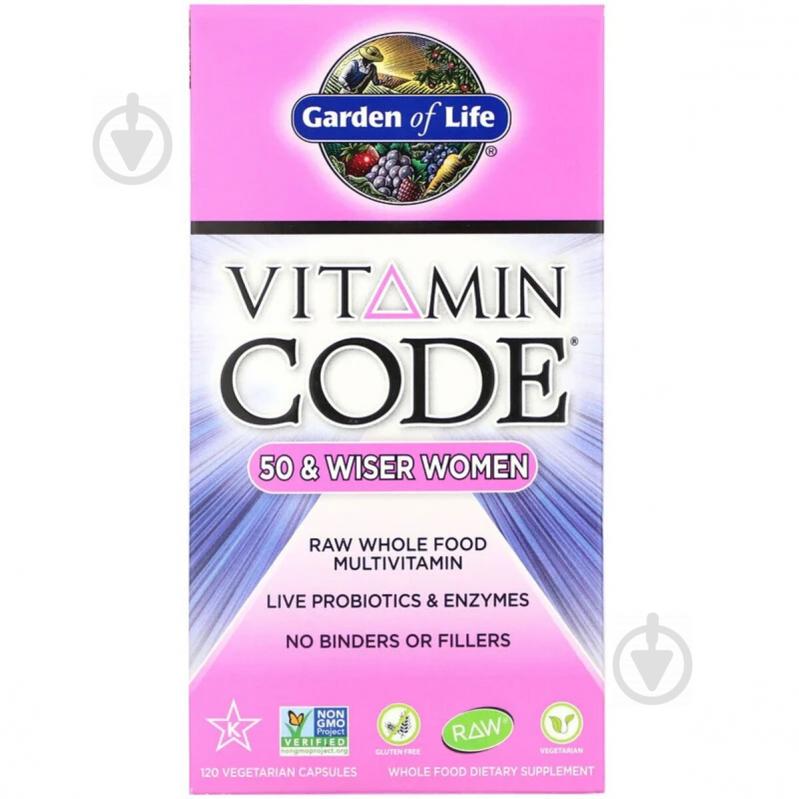 Женские Мультивитамины 50+, Vitamin Code, Garden of Life, 120 вегетарианских капсул