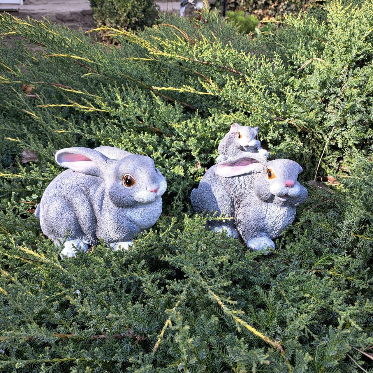 Комплект садових фігур Заєць сірий та Зайчиха з зайчиком №2 (4315) - фото 2 Комплект садових фігур Заєць сірий та Зайчиха з зайчиком №2 (4315) - фото 2