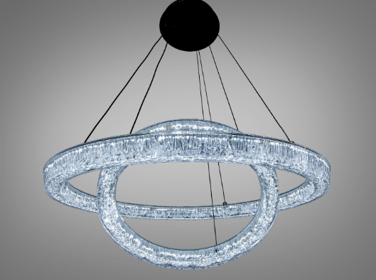 Люстра подвесная LED Diasha Dual Ring с 2 кольцами 66W Черный (1712/600+400ABK)