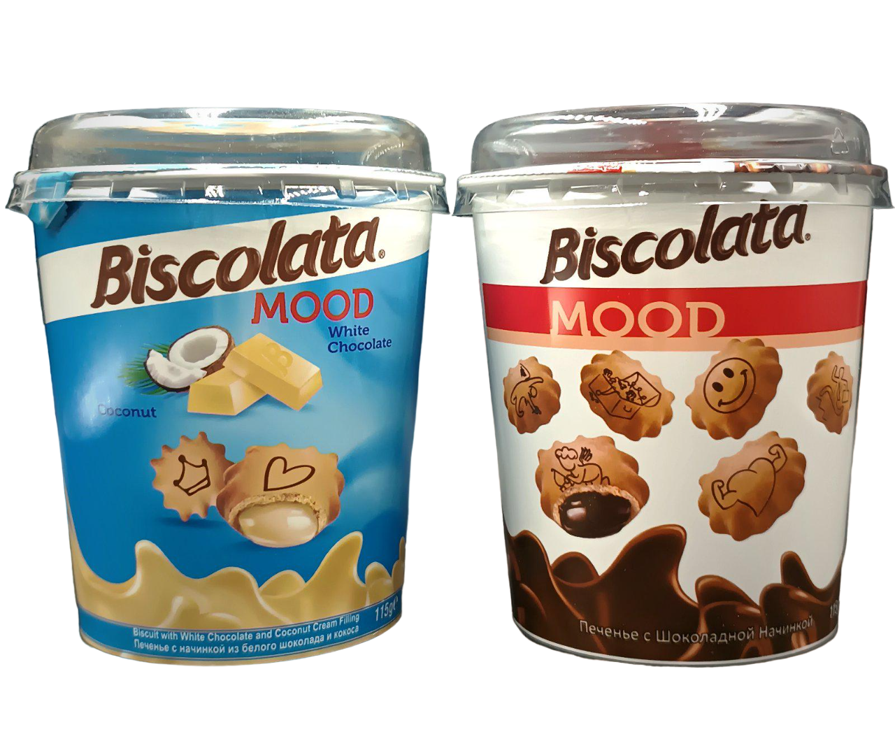 Набір печива Biscolata mood з начинкою білий з кокосом та Чорний шоколад 2х115 г