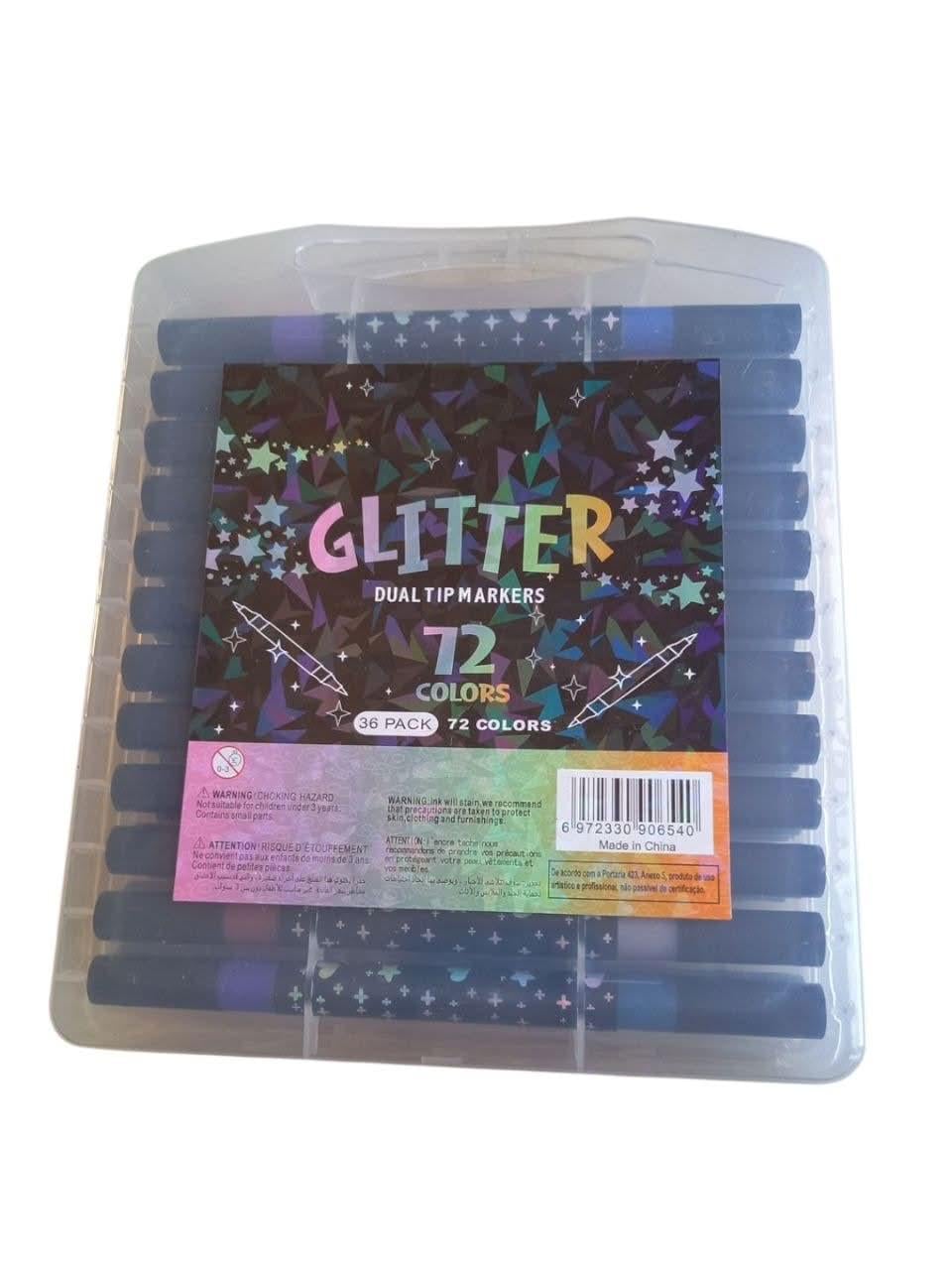 Набор маркеров с кистью glitter dual markers 36 шт. 72 цветов (37989083)