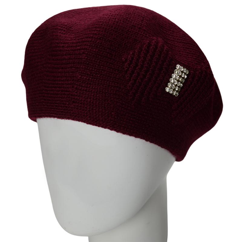 Берет женский двойной Lirus Віолета теплый зимний Бордовый