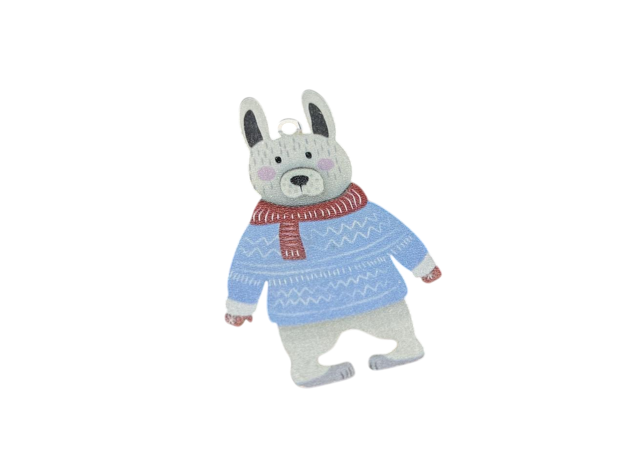 Игрушка елочная новогодняя Медвежонок из фанеры с печатным рисунком 90х55 мм Разноцветный (HP-483)