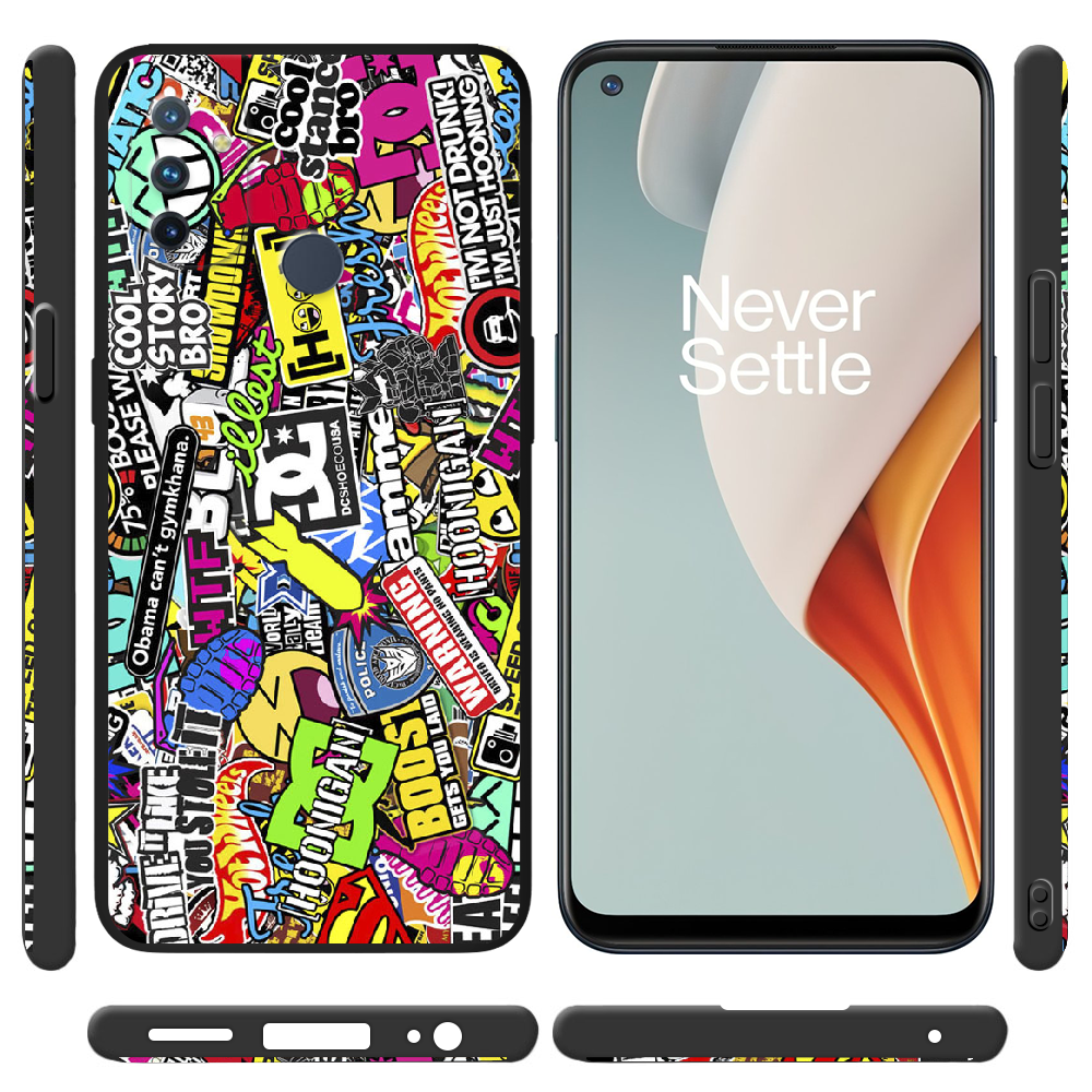 Чехол Boxface OnePlus Nord N100 Multicolored Inscriptions Черный силикон (42753-up880-44165) - фото 2