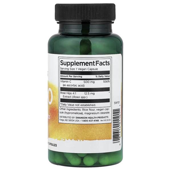 Витамин C Swanson Vitamin C With Rose Hips 500 мг 100 Caps (SWA-01101)