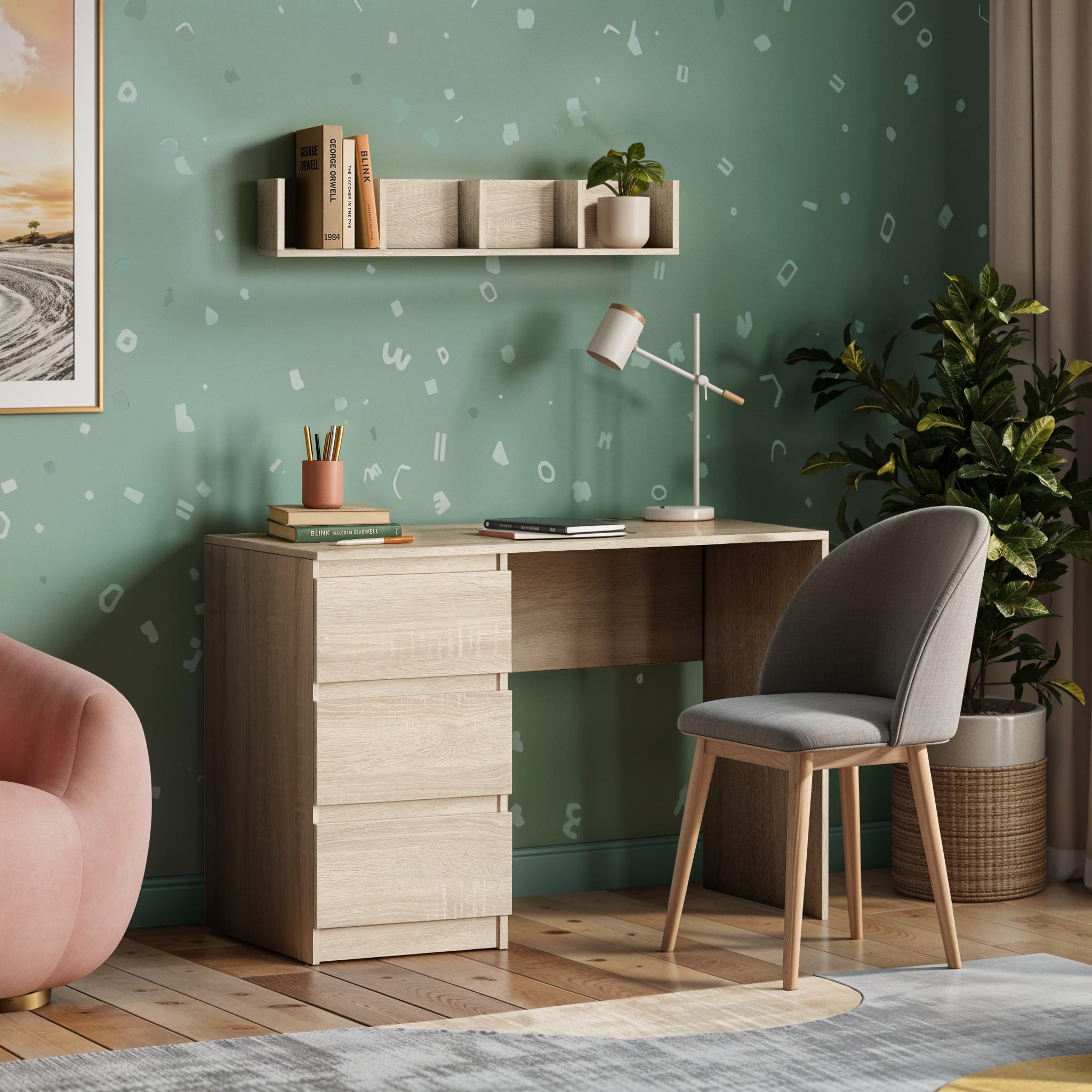 Письмовий стіл на 3 шухляди без ручок FT-224 Left 1200x600x750 мм Дуб Сонома Письмовий стіл на 3 шухляди без ручок FT-224 Left 1200x600x750 мм Дуб Сонома