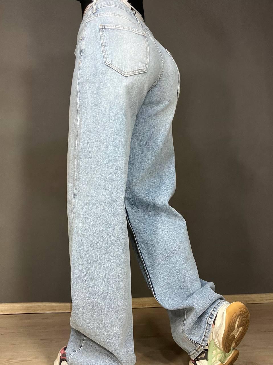 Джинсы женские I8 51896 BAGGY jeans резинка надпись широкие от бедра палаццо р. 30 Голубой (1775) - фото 6 Джинсы женские I8 51896 BAGGY jeans резинка надпись широкие от бедра палаццо р. 30 Голубой (1775) - фото 6