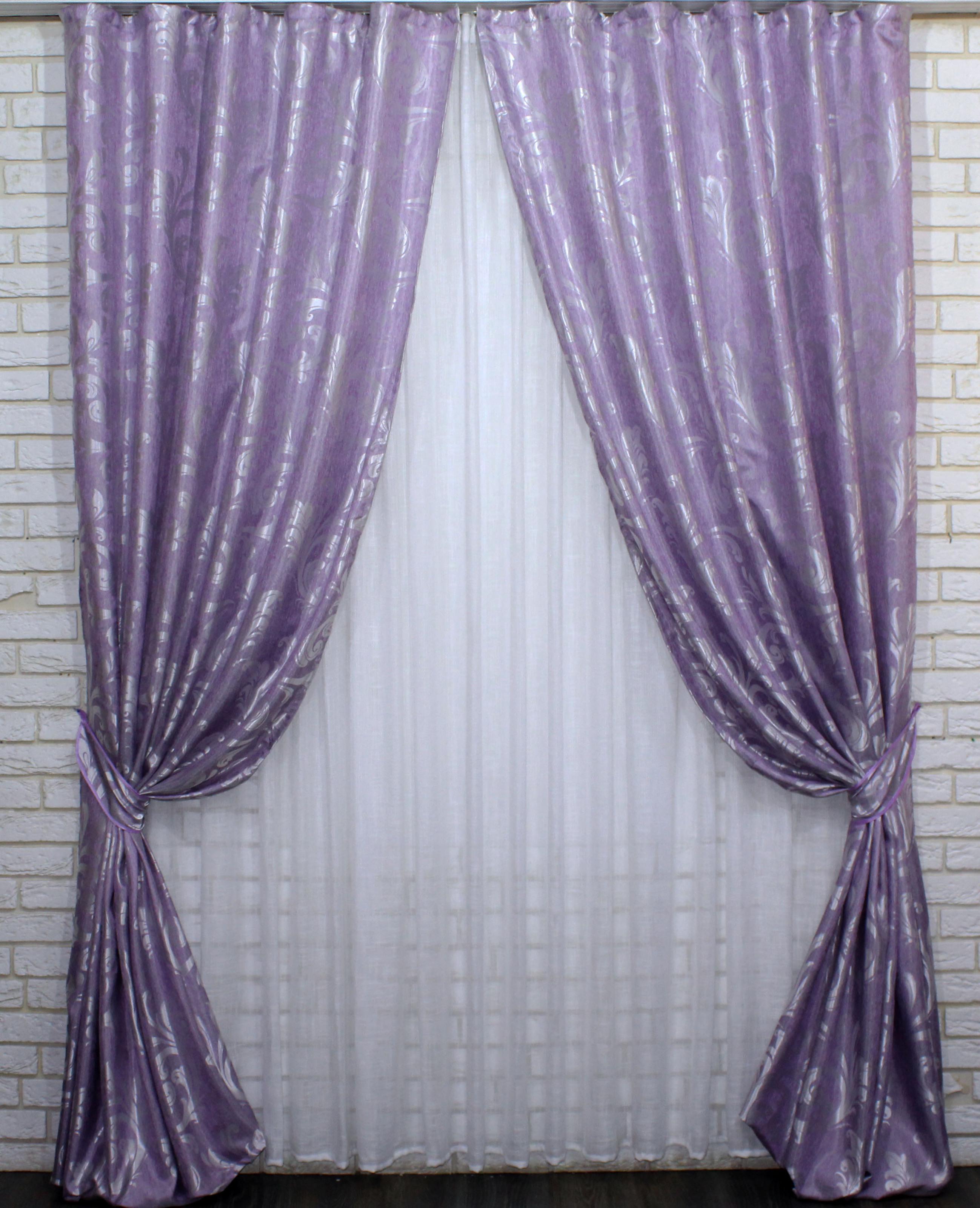 Комплект штор VR-Textil Лилия № 684ш жаккард 100х270 см 2 шт. Сиреневый (31-193)