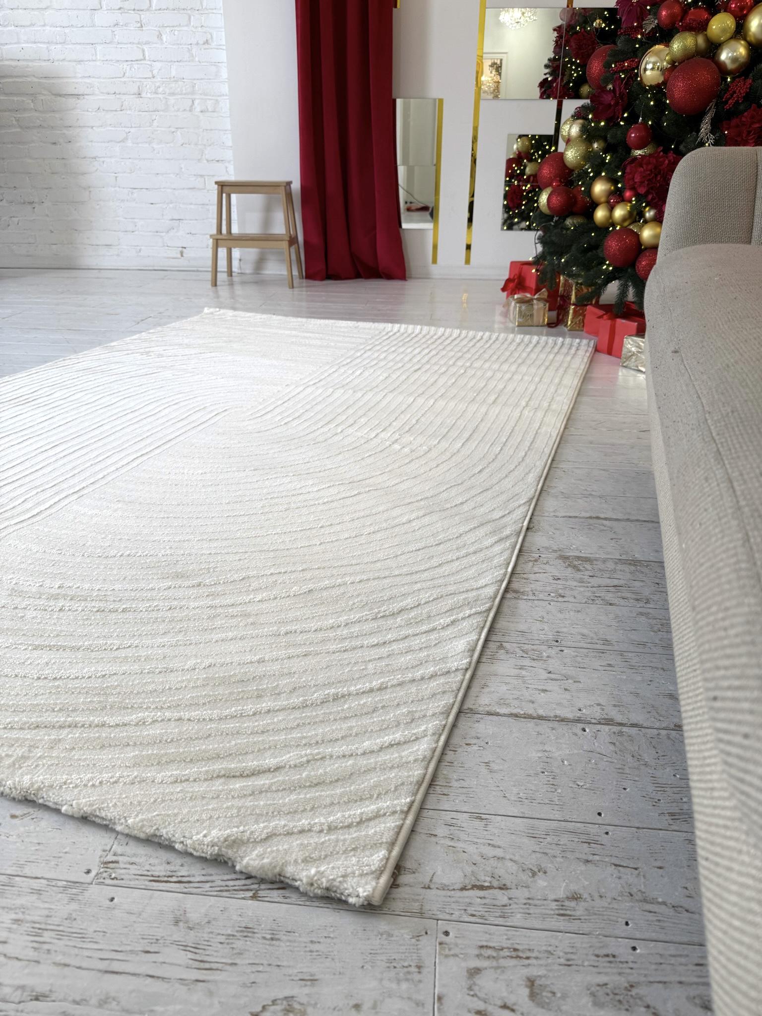 Килим прямокутний геометричний рельєфний 300х400 см Білий