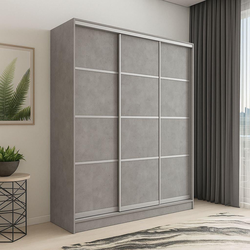Шкаф купе Мириам комби 4 ДСП 2100x2400x600 мм Бетон (21482) Шкаф купе Мириам комби 4 ДСП 2100x2400x600 мм Бетон (21482)