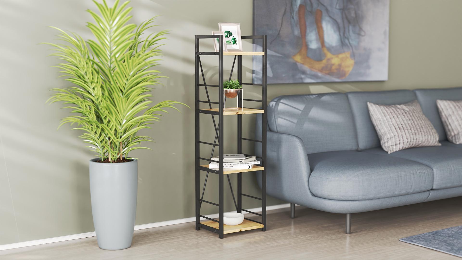 Этажерка Ferrum-decor Коннект 4/34 ДСП 16 мм 120x34x28 см Черный/Дуб Артизан (FRD-104273)