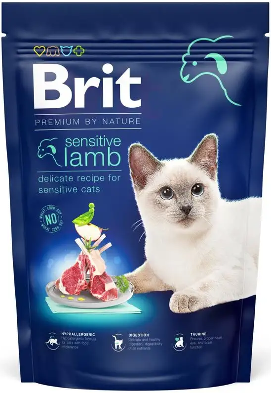 Сухой корм для кошек с чувствительным пищеварением Brit Premium by Nature Cat Sensitive с ягненком 800 г (1789932831) - фото 1