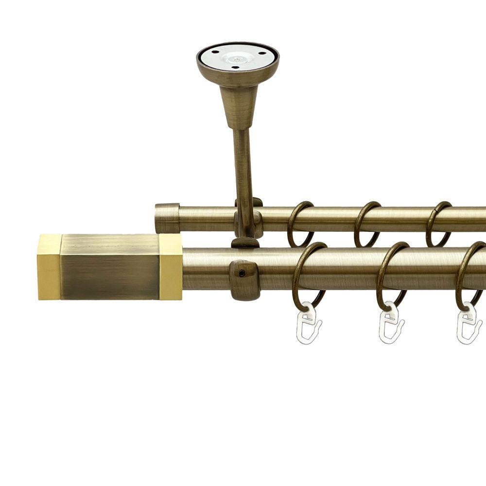 Карниз для штор Orvit Квадро двухрядный гладкий 300 см Античный (00-00018505)