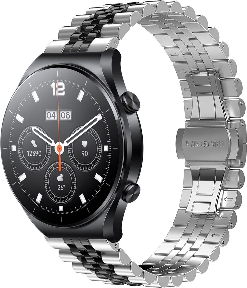 Браслет металлический Stech Line для Xiaomi Watch S1 (Acttive) Silver Black (28992-69)