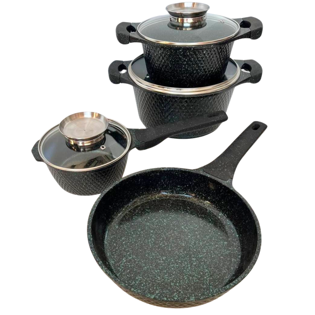 Набір посуду Higher Kitchen HK-315 з гранітним антипригарним покриттям 7 предметів Зелений (2484658918) - фото 3 Набір посуду Higher Kitchen HK-315 з гранітним антипригарним покриттям 7 предметів Зелений (2484658918) - фото 3