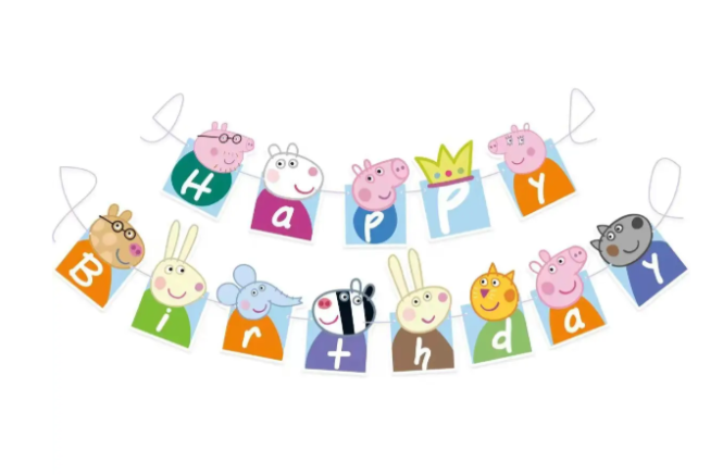 Гирлянда свинка Пеппа Happy Birthday One size Разноцветный (394520)