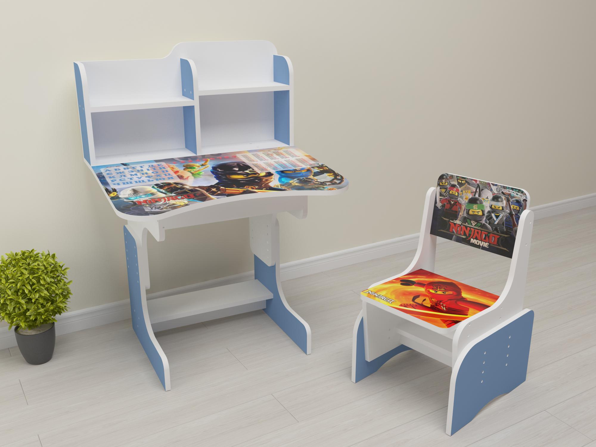 Комплект парта і стілець-трансформери Ніндзяго від 3 років Блакитний (021)